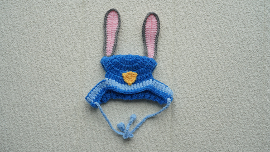Handmade Crochet Bunny Police Pet Hat 🐰👮