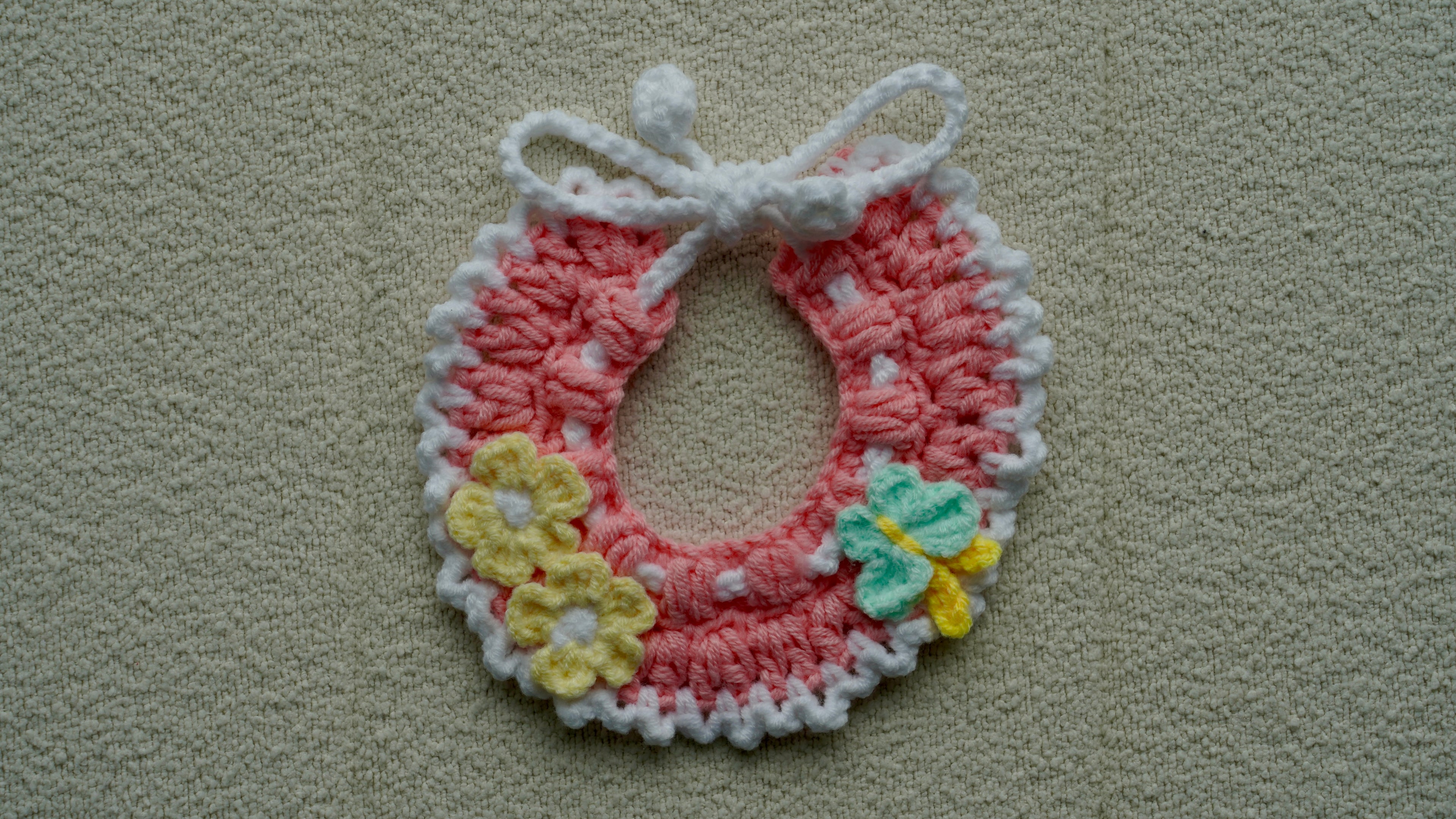 Handmade Crochet Pink Floral Butterfly Pet Collar 🌸🦋