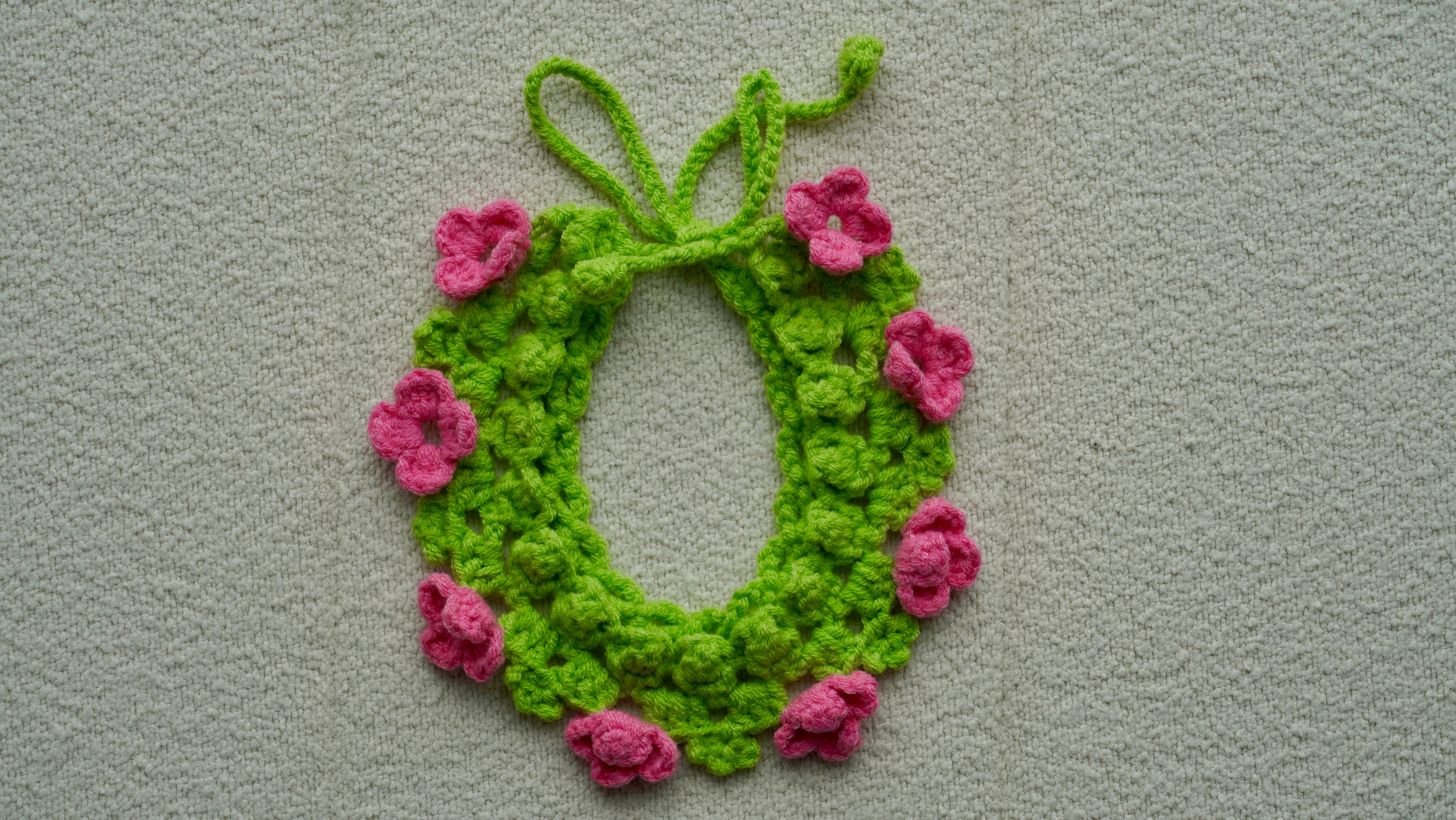 Handmade Crochet Pink Flower Garland Pet Collar 🌸