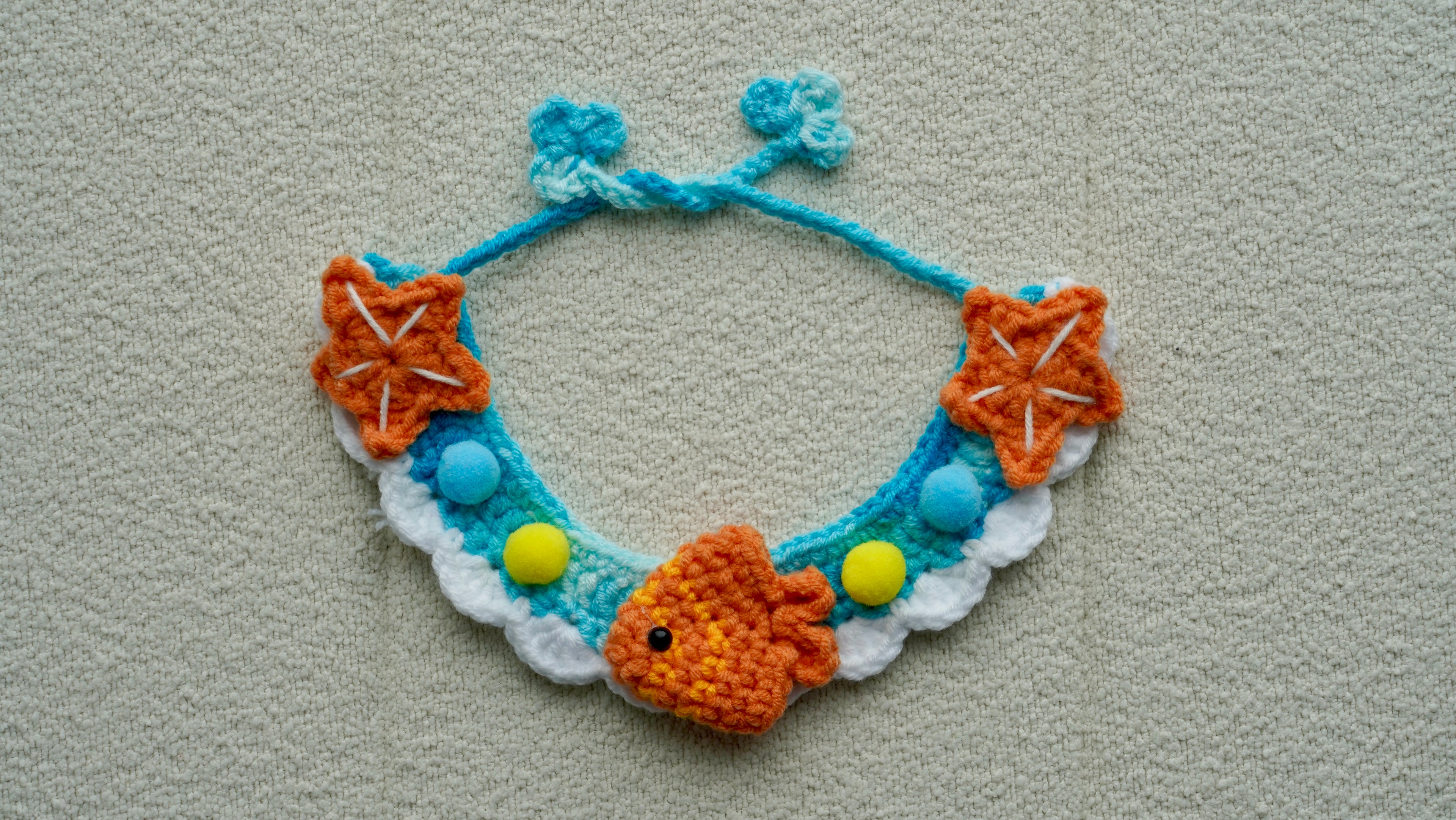 Handmade Crochet Ocean Goldfish Pet Collar 🌊🐠