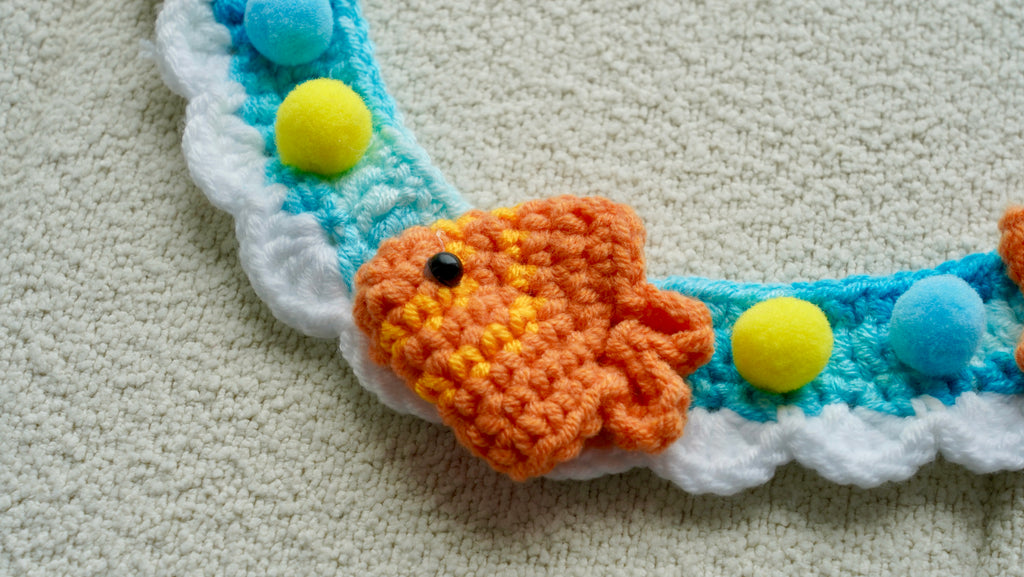 Handmade Crochet Ocean Goldfish Pet Collar 🌊🐠