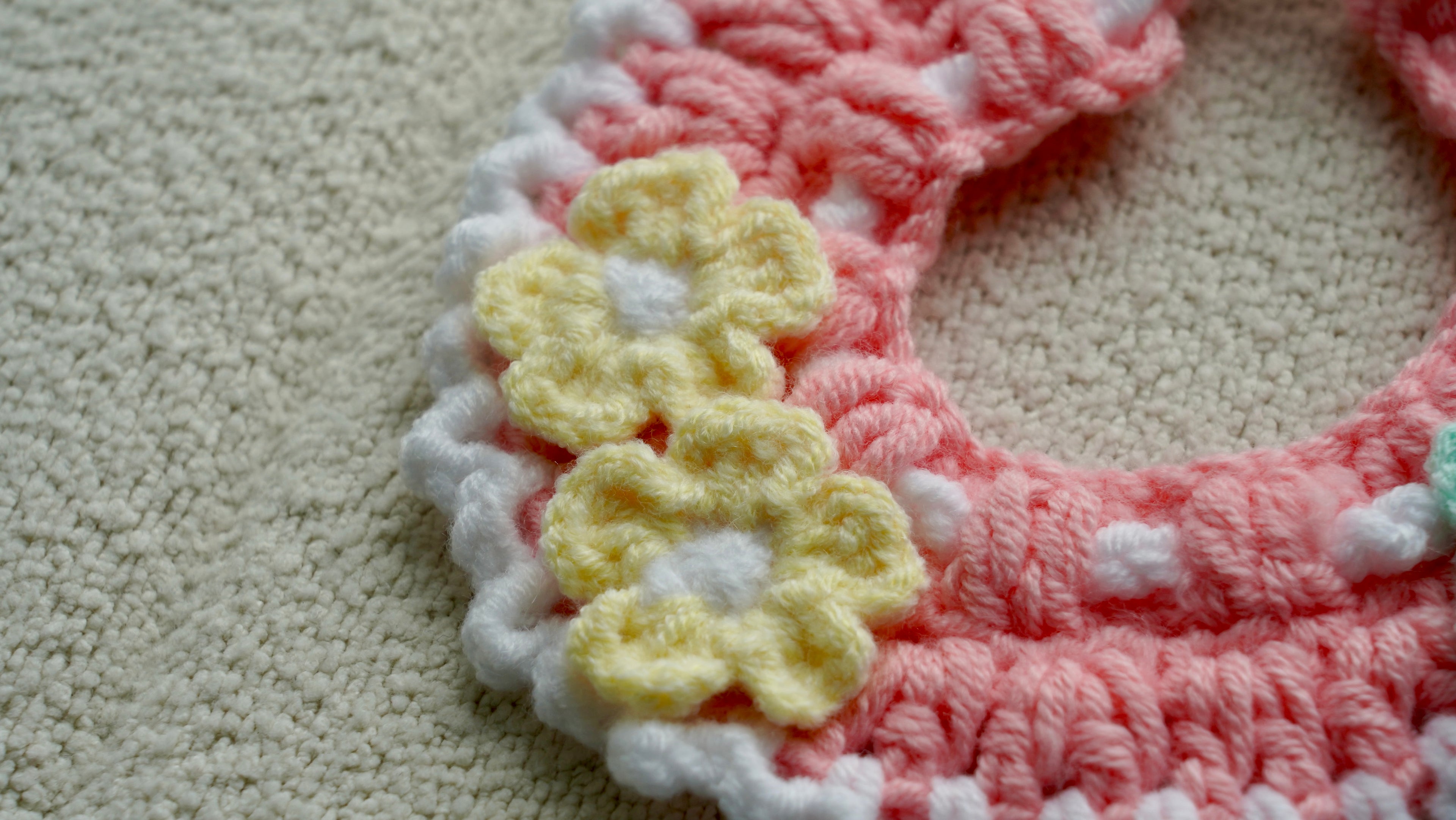 Handmade Crochet Pink Floral Butterfly Pet Collar 🌸🦋
