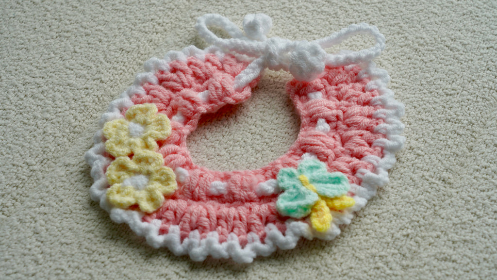 Handmade Crochet Pink Floral Butterfly Pet Collar 🌸🦋