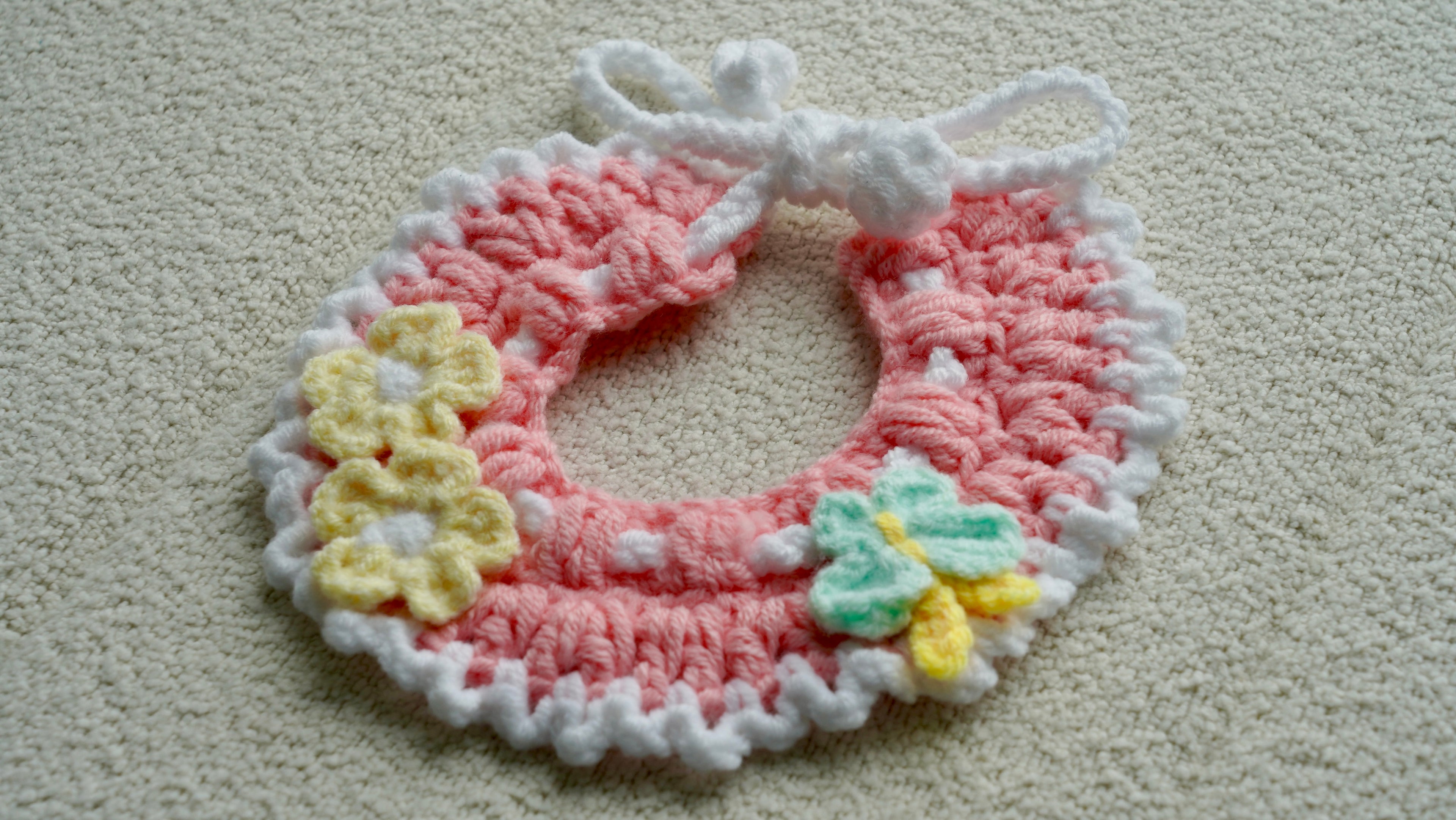 Handmade Crochet Pink Floral Butterfly Pet Collar 🌸🦋