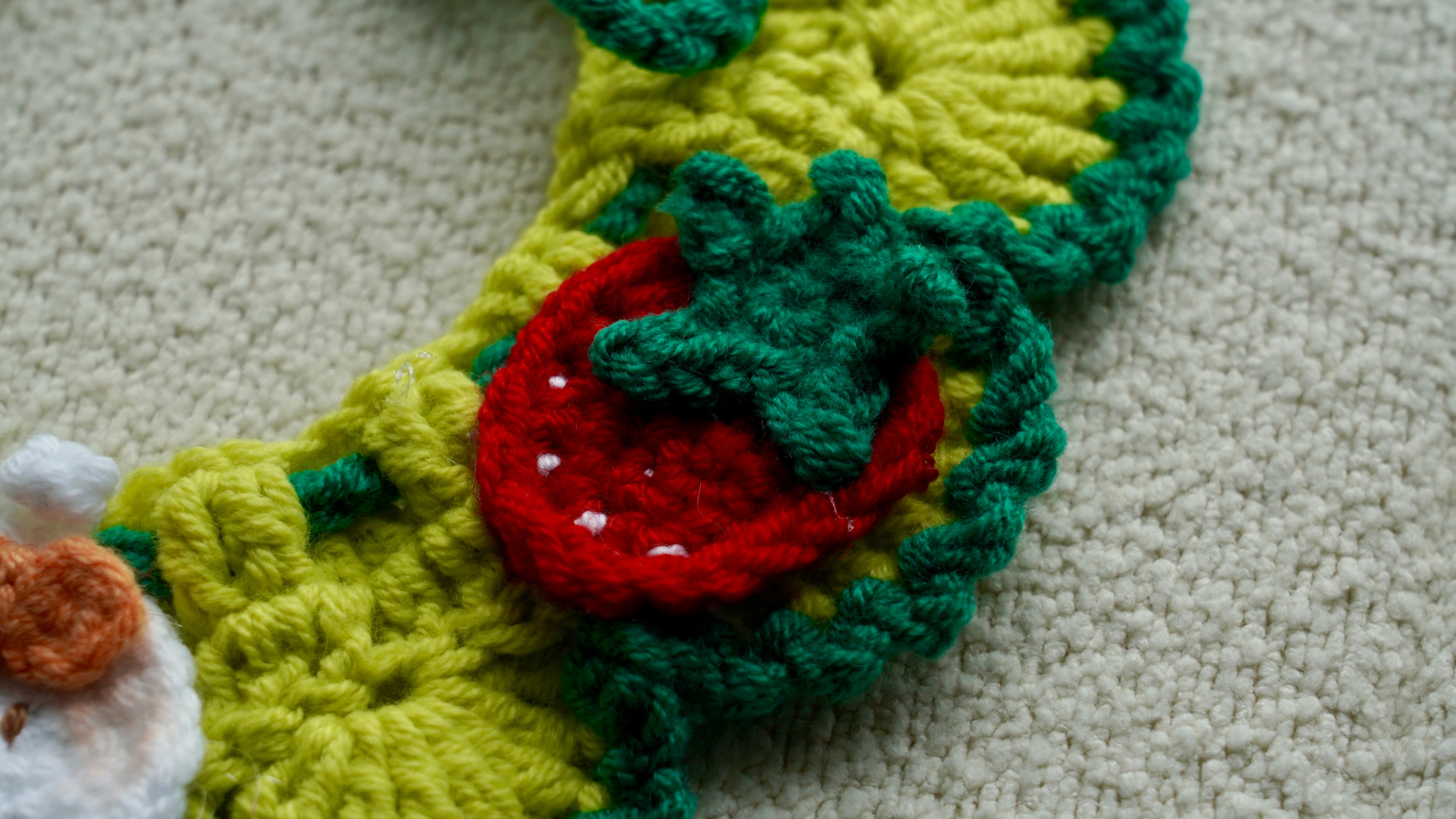 Handmade Crochet Strawberry Bunny Pet Collar 🍓🐰