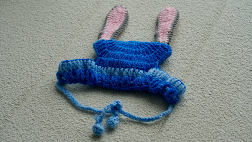 Handmade Crochet Bunny Police Pet Hat 🐰👮