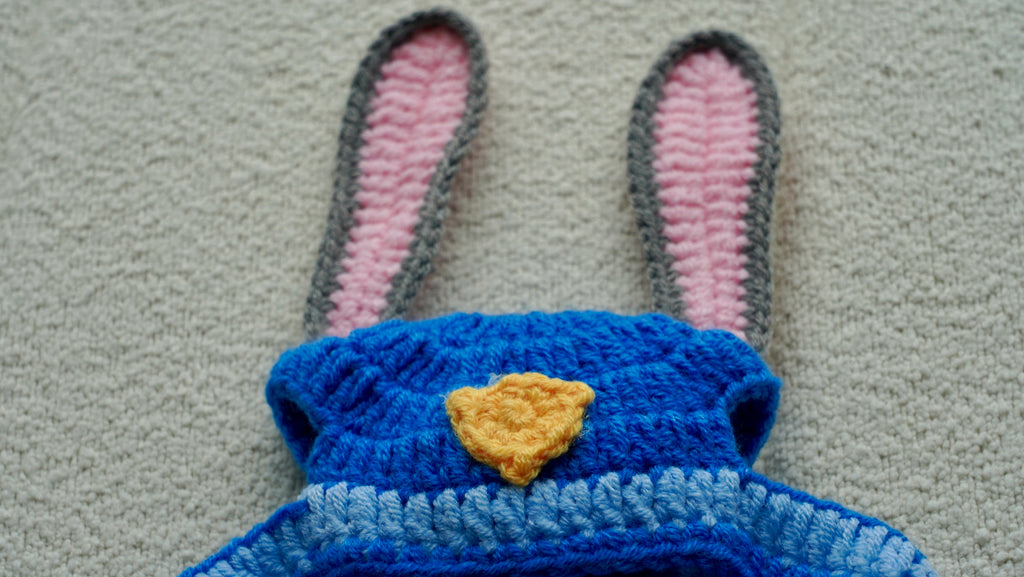 Handmade Crochet Bunny Police Pet Hat 🐰👮