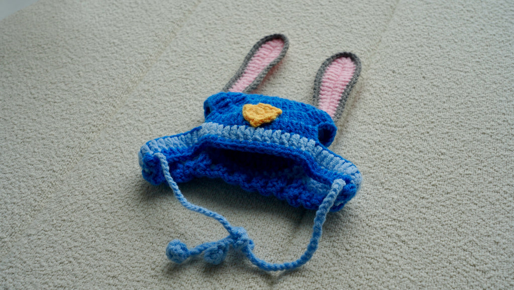 Handmade Crochet Bunny Police Pet Hat 🐰👮