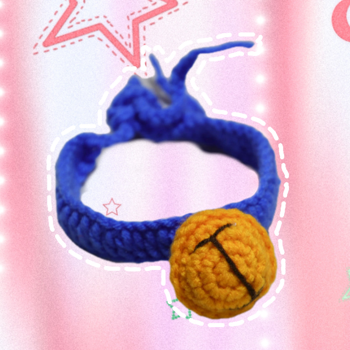 Handmade Crochet Bell Charm cat necklace