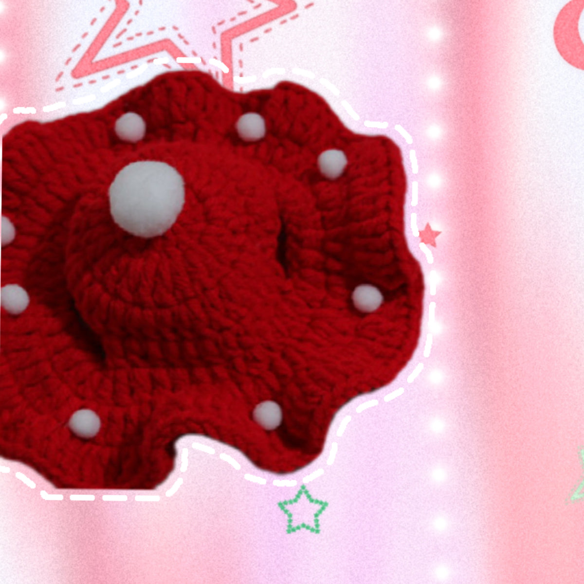 Cute Red Crochet Flower Cat Hat